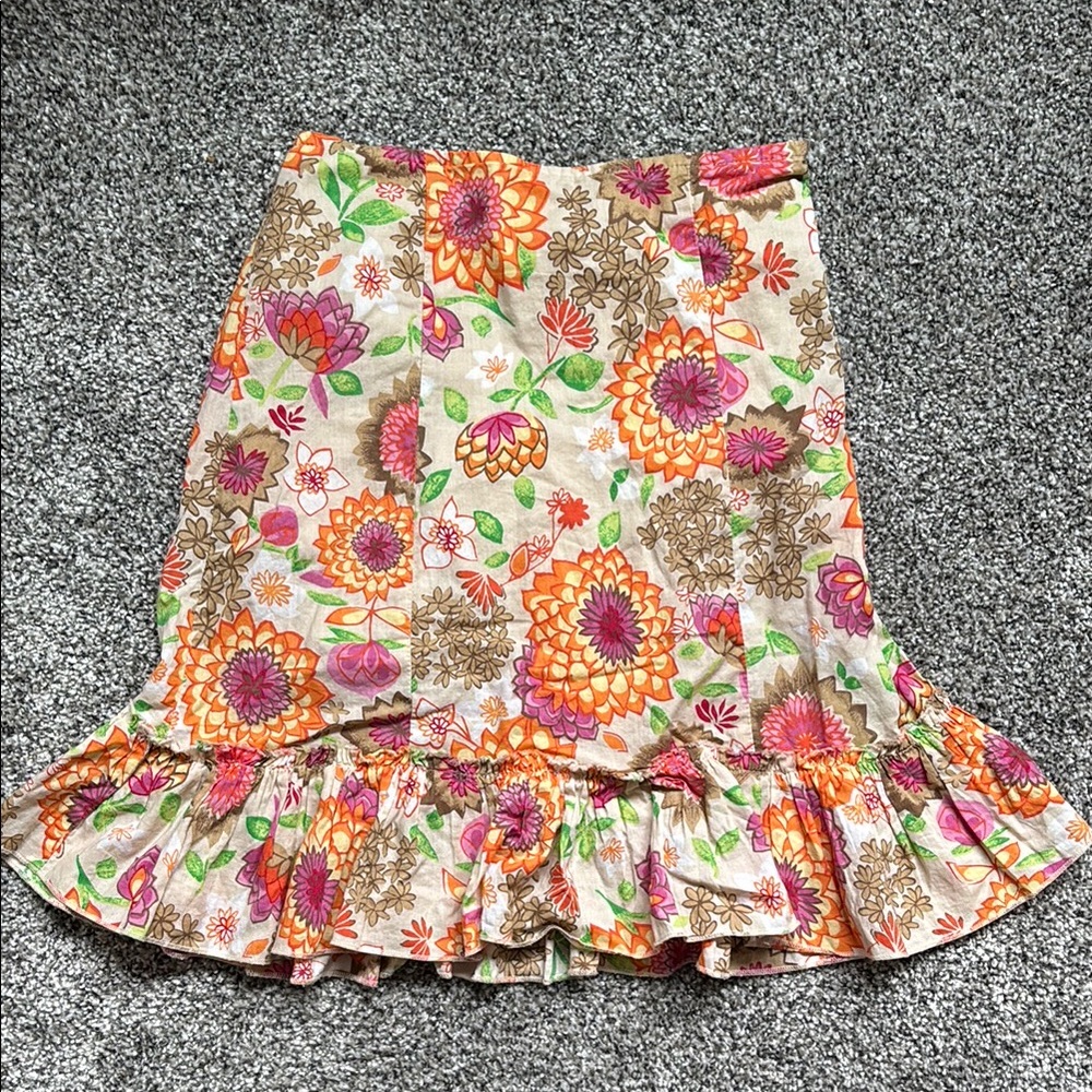 Cherokee Pink and Orange Trumpet Skirt Knee-Length Casual
